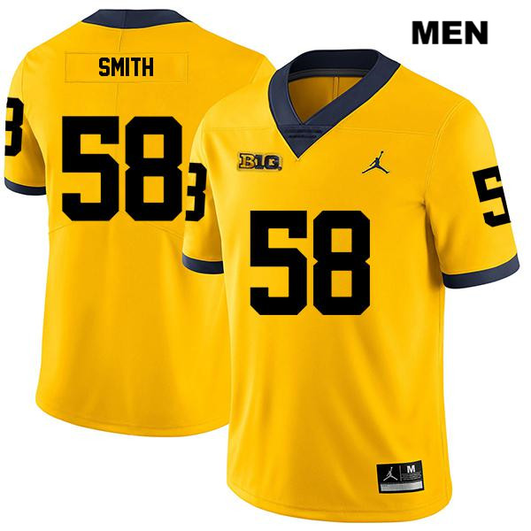 Men's NCAA Michigan Wolverines Mazi Smith #58 Yellow Jordan Brand Authentic Stitched Legend Football College Jersey CR25L31ZY
